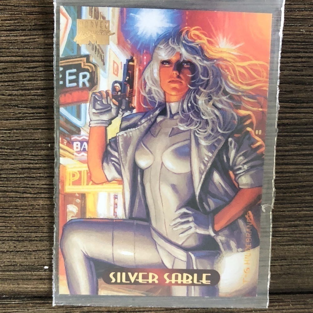’94 Marvel Masterpieces trading card: Sliver Sable #110